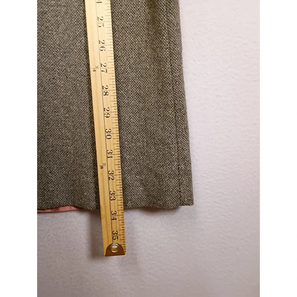 Dark Academia David Brooks Womens 14 Brown Wool Blend Tweed Midi Skirt Slit